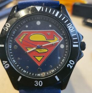 Dc Comics Superman Black/Blue Silicone Diver Style Men's Watch